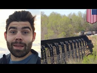 Deadly train accident: Man hit by train on bridge just as friend jumps 100 feet to ground below