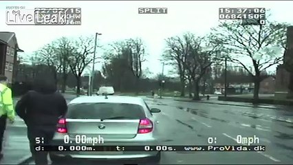 Police chase through Birmingham - accomplice stands in front of cop car