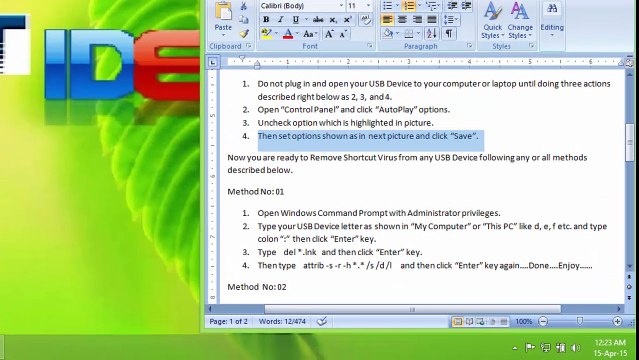 Remove Shortcut Virus from any USB Device