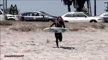 Talented Surfer Hijacking a Boat Wake