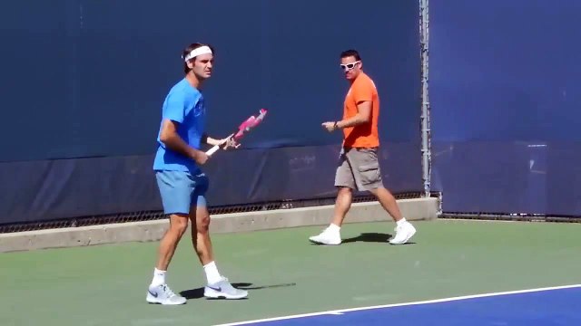 Roger Federer Slow Motion Forehand Backhand Volley Slide