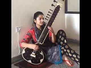 Yumna Zaidi playing sitar
