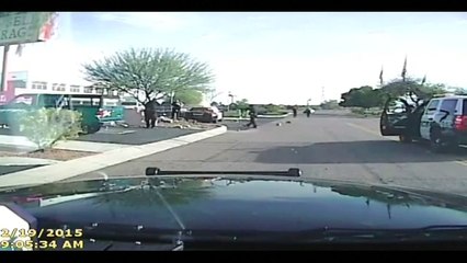 Arizona cop using car to ram armed suspect