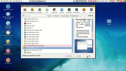 Installation de Microsoft Office 2010 sur Ubuntu et dérivées