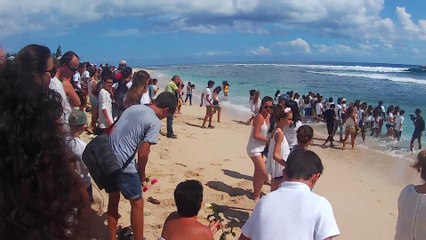JET DE FLEURS DANS L'OCEAN