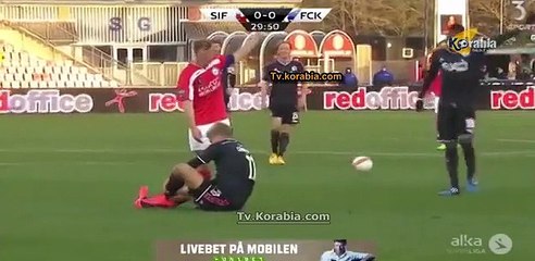 إصابة مروعة للاعب كوبنهاجن قد تنهي مسيرته الكروية