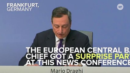 Anti-Capitalism Protester Confetti-Bombs ECB Press Conference