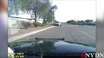 Arizona cop uses car to take down gunman