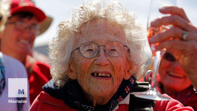 Great-grandma skydives and swims with sharks for 100th birthday