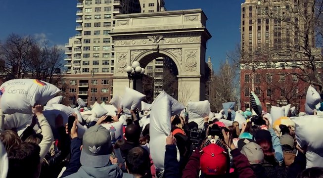 Pillow fight in slow motion is beautifully epic