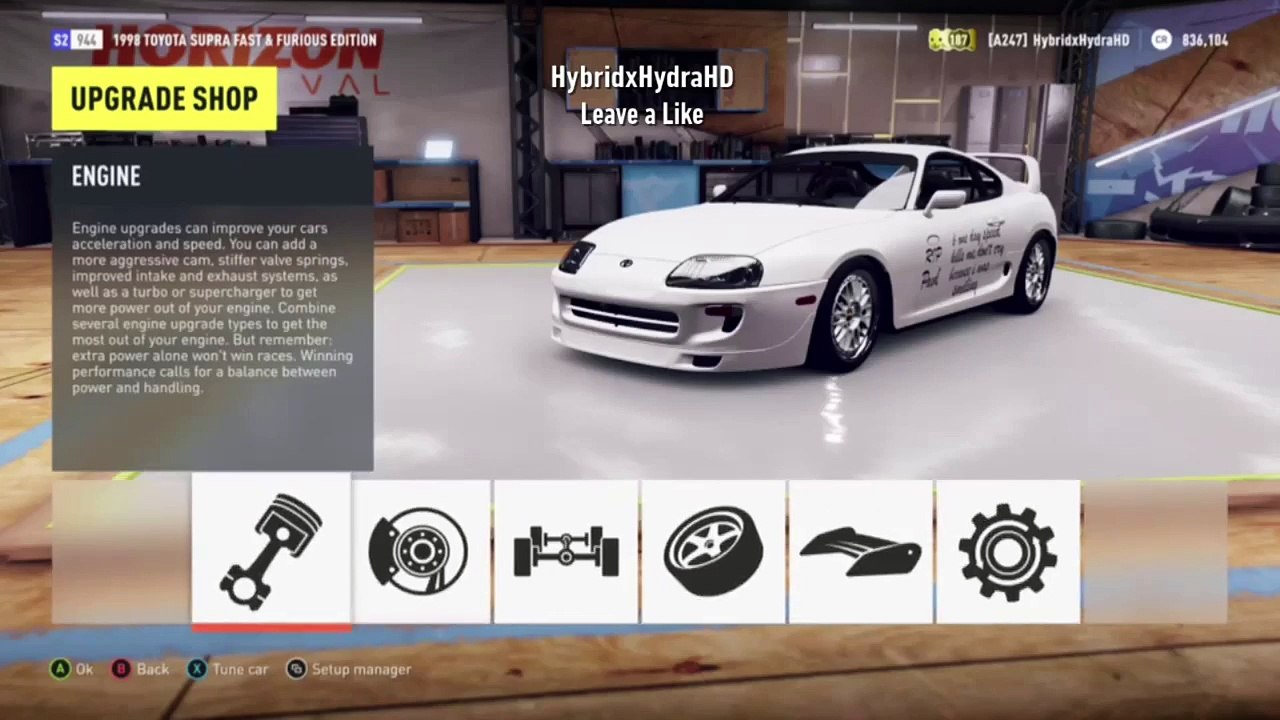 Forza Horizon 2 Fast and furious 7 Brian's Toyota supra 1459HP build