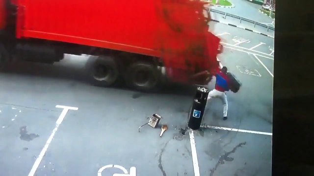 The luckiest man ever... or not! Garbage throwing FAIL