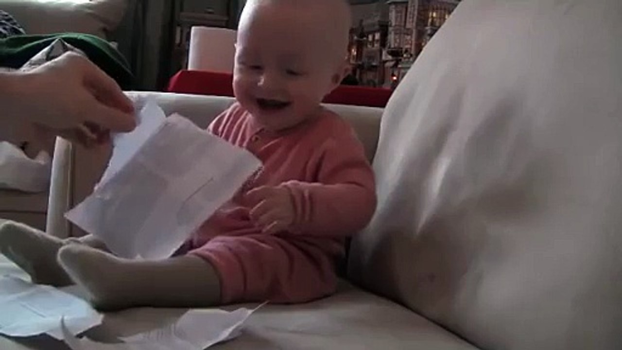 Baby Laughing Hysterically at Ripping Paper (Original)