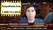 New York Rangers vs. Pittsburgh Penguins Free Pick Prediction NHL Pro Hockey Playoff Game 1 Odds Preview 4-16-2015