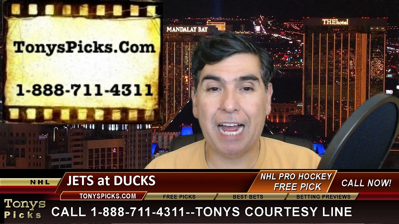 Anaheim Ducks vs. Winnipeg Jets Free Pick Prediction NHL Pro Hockey Playoff Game 1 Odds Preview 4-16-2015
