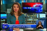 Zonas agrícolas destruidas por las lluvias en el litoral