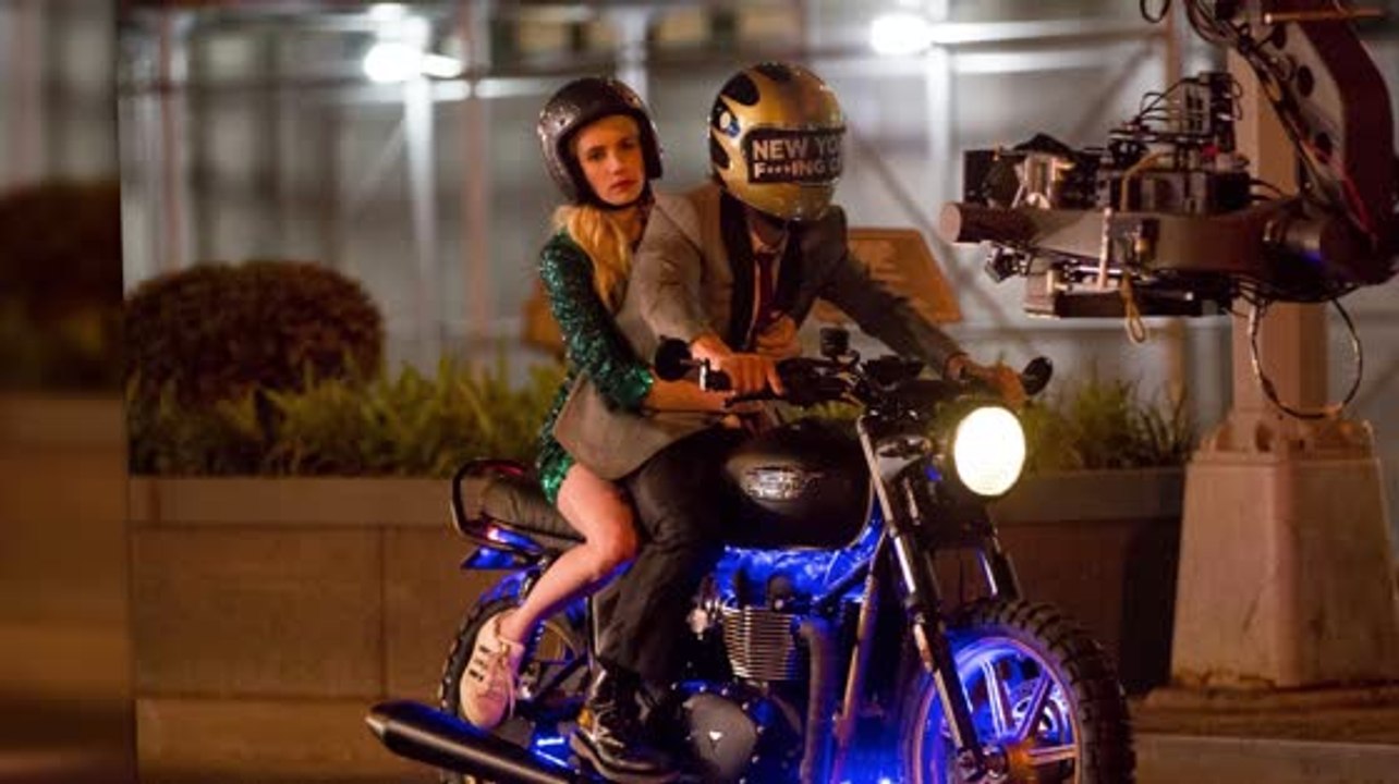 Emma Roberts Rides A Motorcycle While Filming Nerve
