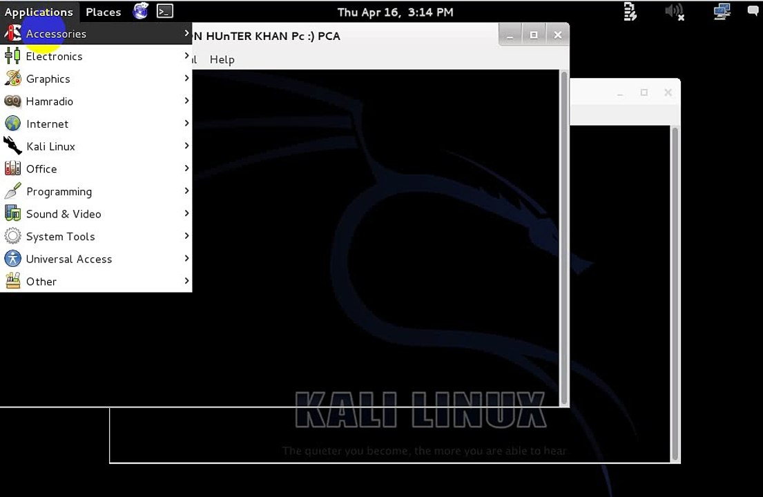 kali linx on hunter khan pc