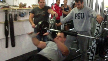 bench press 230 pounds (105kg) - 20 repps