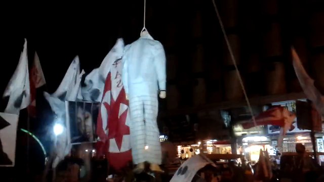 NA-246 Pasban hanged symbolic statue of Target Killer at Election Camp Karimabad