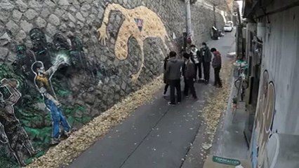 girl knock down them