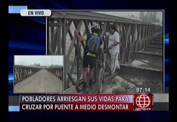 Vecinos de Ate y Huachipa hicieron de todo para cruzar puente a medio desmontar