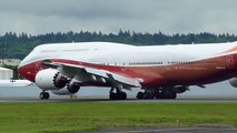 Boeing 747-8I Intercontinental. Taxi takeoffs and landing at KBFI Seattle