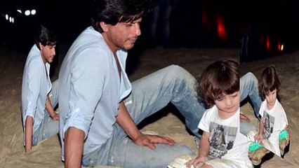 AbRam enjoying the beach with Shah Rukh Khan
