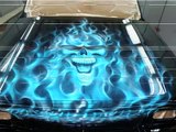 chrome & carbon, airbrush my realistic blue flame