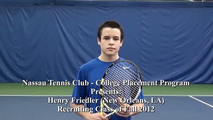 Henry Friedler College Tennis Recruiting Video - Fall 2012