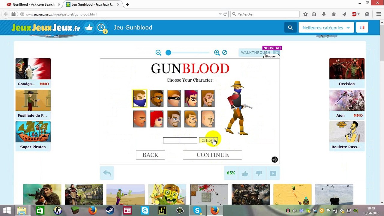Gun Blood (normal)et(cheat) le jeux western duel