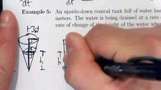 Calculus I - Related Rates - Example 5 - Draining a Conical Tank