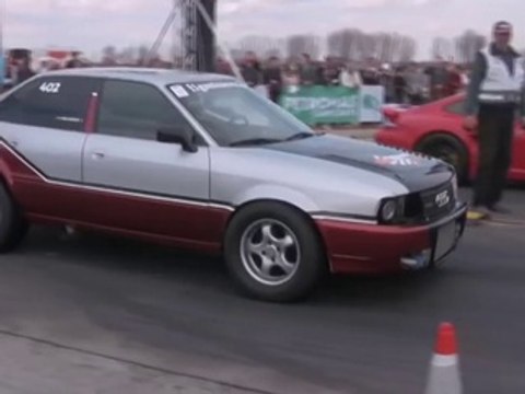 Audi 90 Quattro Turbo 800 HP Vs. Porsche 997 Turbo Drag Race