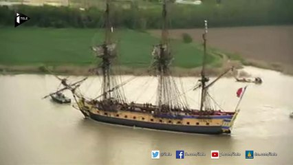 Le départ de l'Hermione vu d'hélicoptère