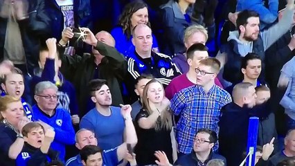 A female Chelsea fan got swept up in swearing after the win v Man United