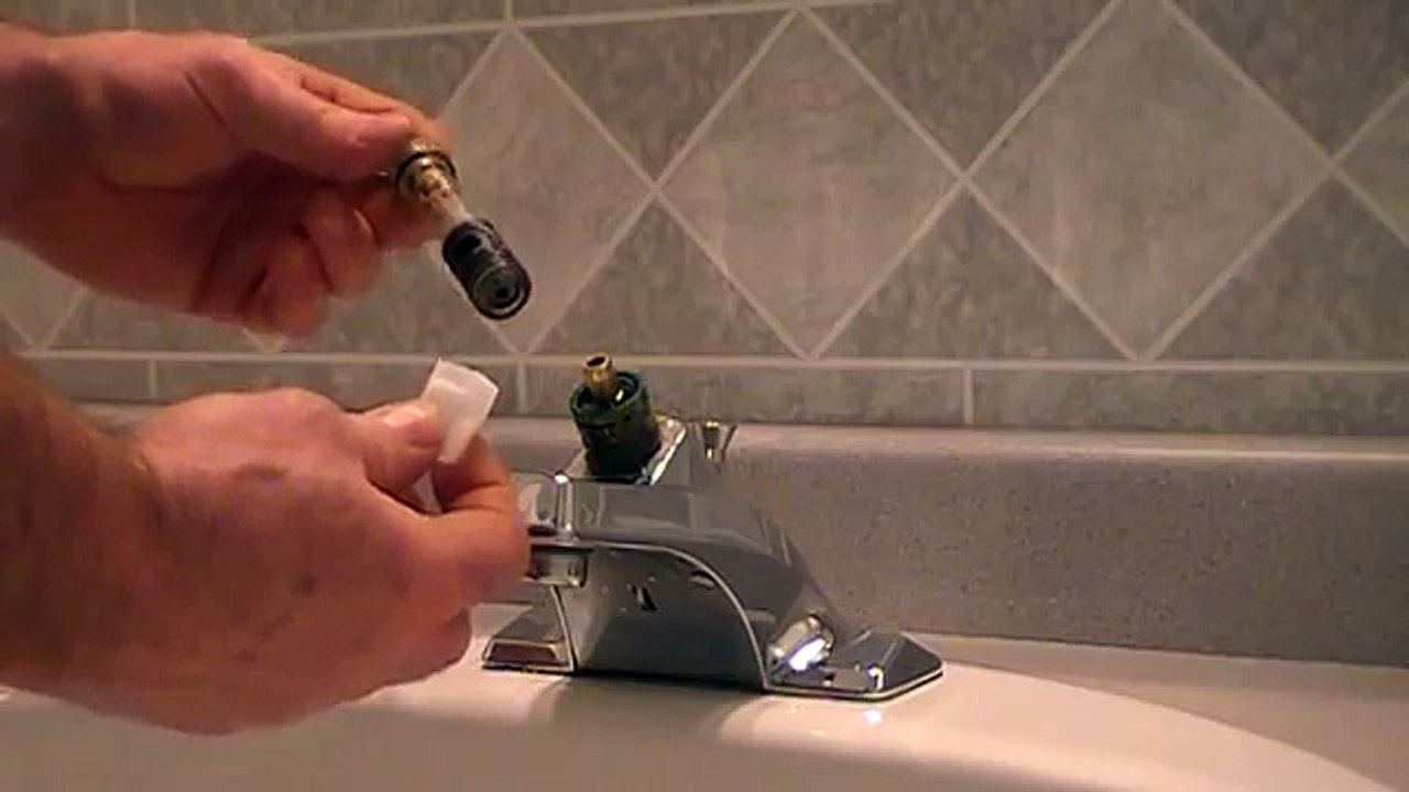 How to replacerepair a leaky moen cartridge in a bathroom set of faucetssingle lever.Tips