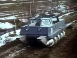 Russian ALL TERRAIN military vehicle drives on snow swamp mud water and land better than 4WD