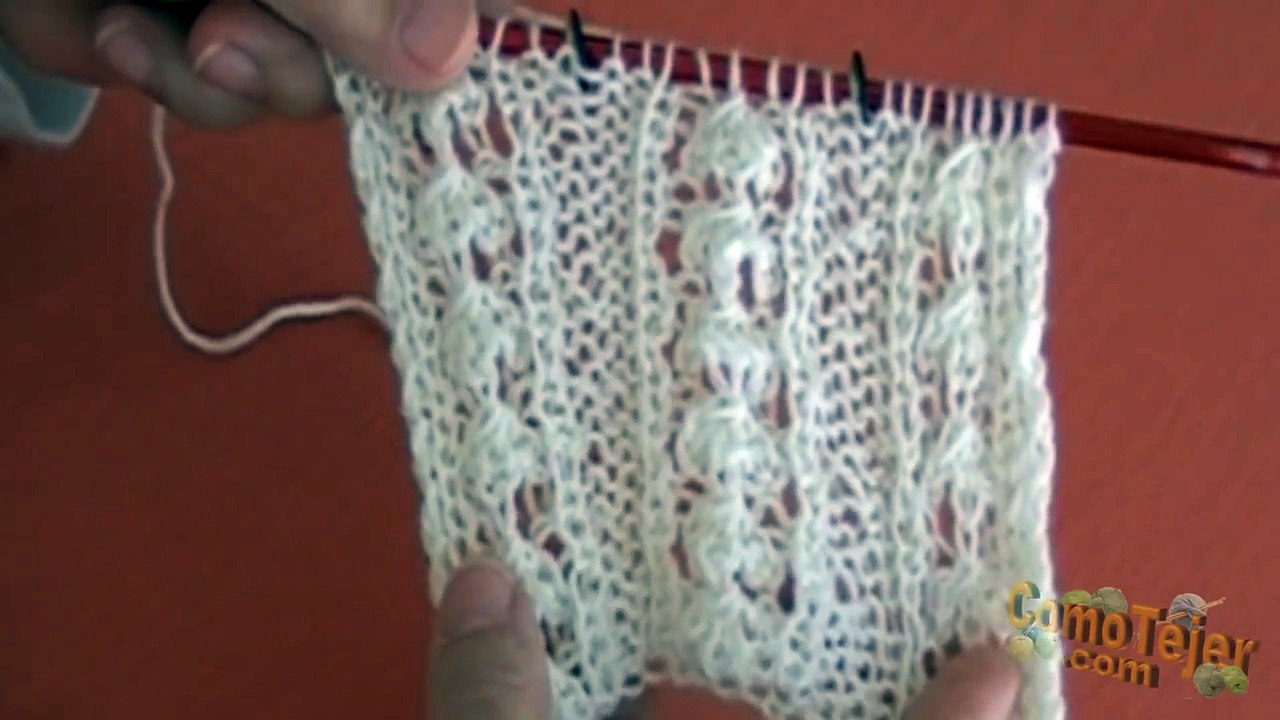 Como Tejer Punto Calado Lindo 2 Agujas (72)