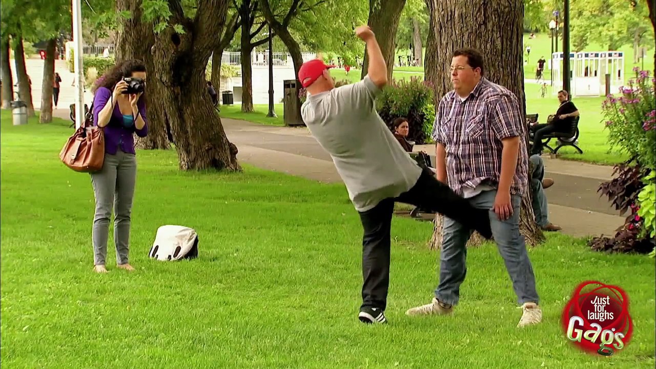Fat Man Gets Kicked in the Nuts
