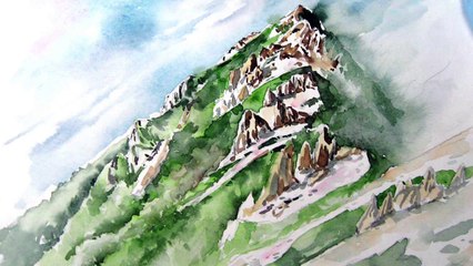 穂高岳、北アルプス、穂高、白百合、絵画