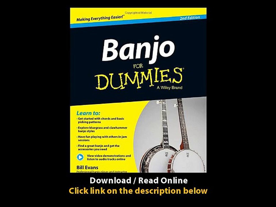 Download Banjo For Dummies Book Online Video and Audio Instruction By Bill Evan