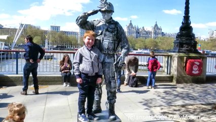 The Martial Soldier Human Statue. Street Performer in London