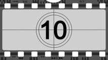 Old movie 10 seconds countdown, B&W film, widescreen HD