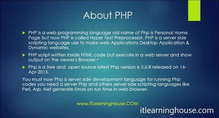 PHP tutorial 01 intro IT Learning House