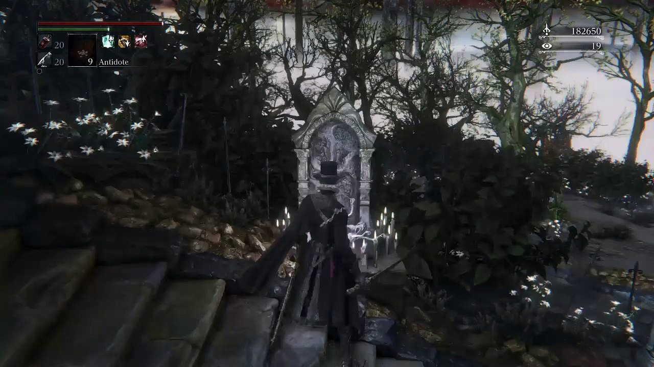 Bloodborne - Upper Cathedral Ward Key and Blood Rock locations.