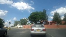 Driving through Windhoek Namibia