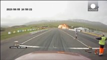 Scary: Plane crashes into racetrack in Iceland and explodes