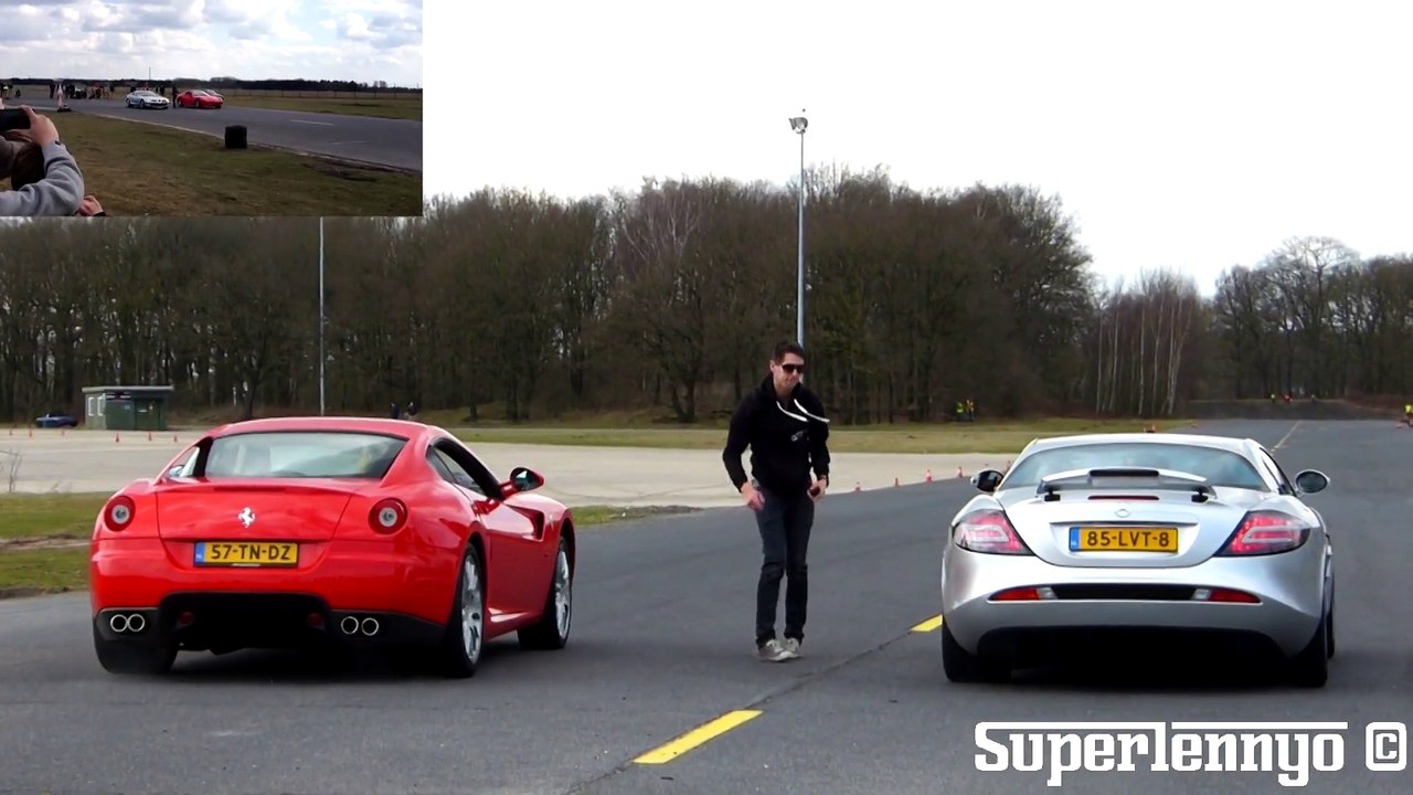 Mercedes-Benz SLR McLaren Drag Racing vs Ferrari 599 GTB, Porsche 911 Turbo & More!