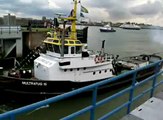 Russian Navy vessel leaving Flushing (Netherlands)