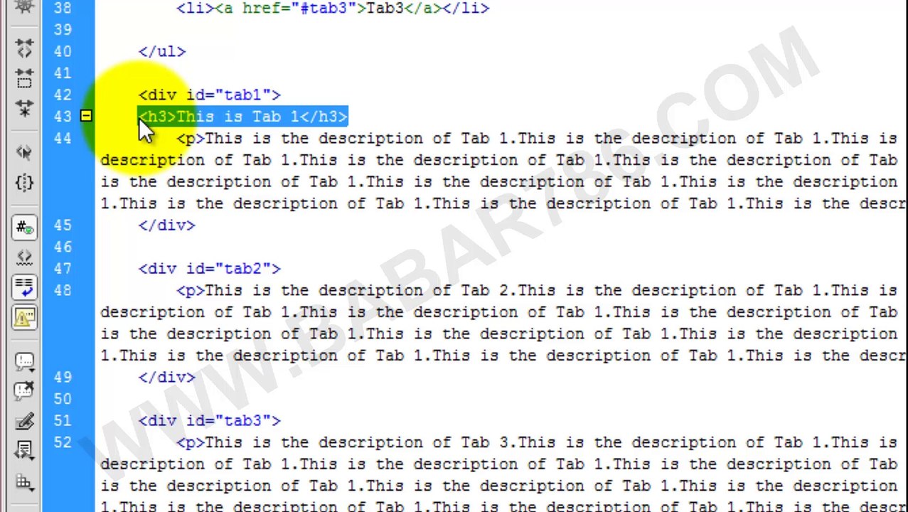 Tabs function of jQuery UI Class 4 in urdu and Hindi